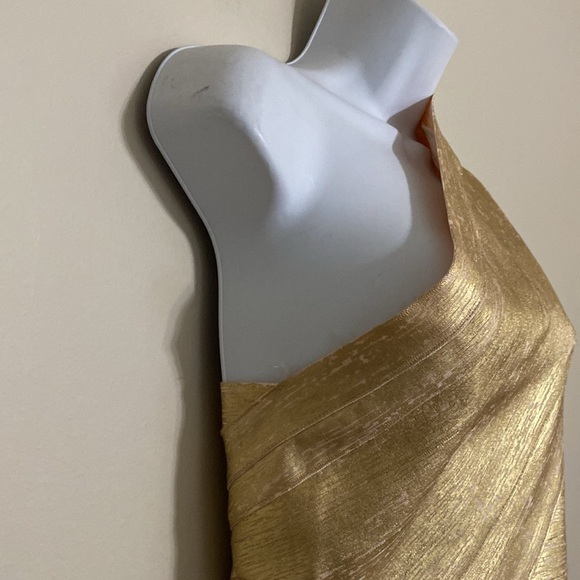 Bella Barnett Lika Elegant Gold One-Shoulder Dress bodycon women L event luxury - Picture 10 of 14
